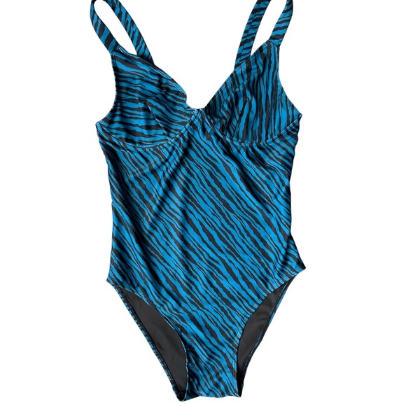 Faithfull The Brand Bettina One Piece Swimsuit Animal Print Blue/Black Size M - Picture 8 of 11